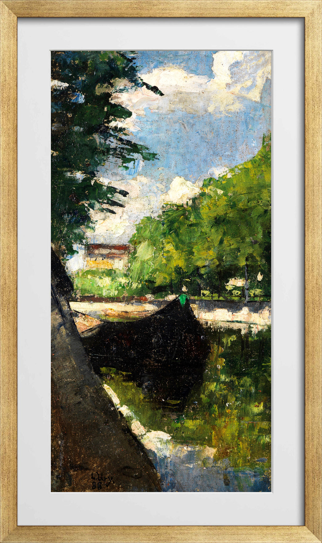 View of the Landwehr Canal, Berlin (1888) by Lesser Ury — gold frame