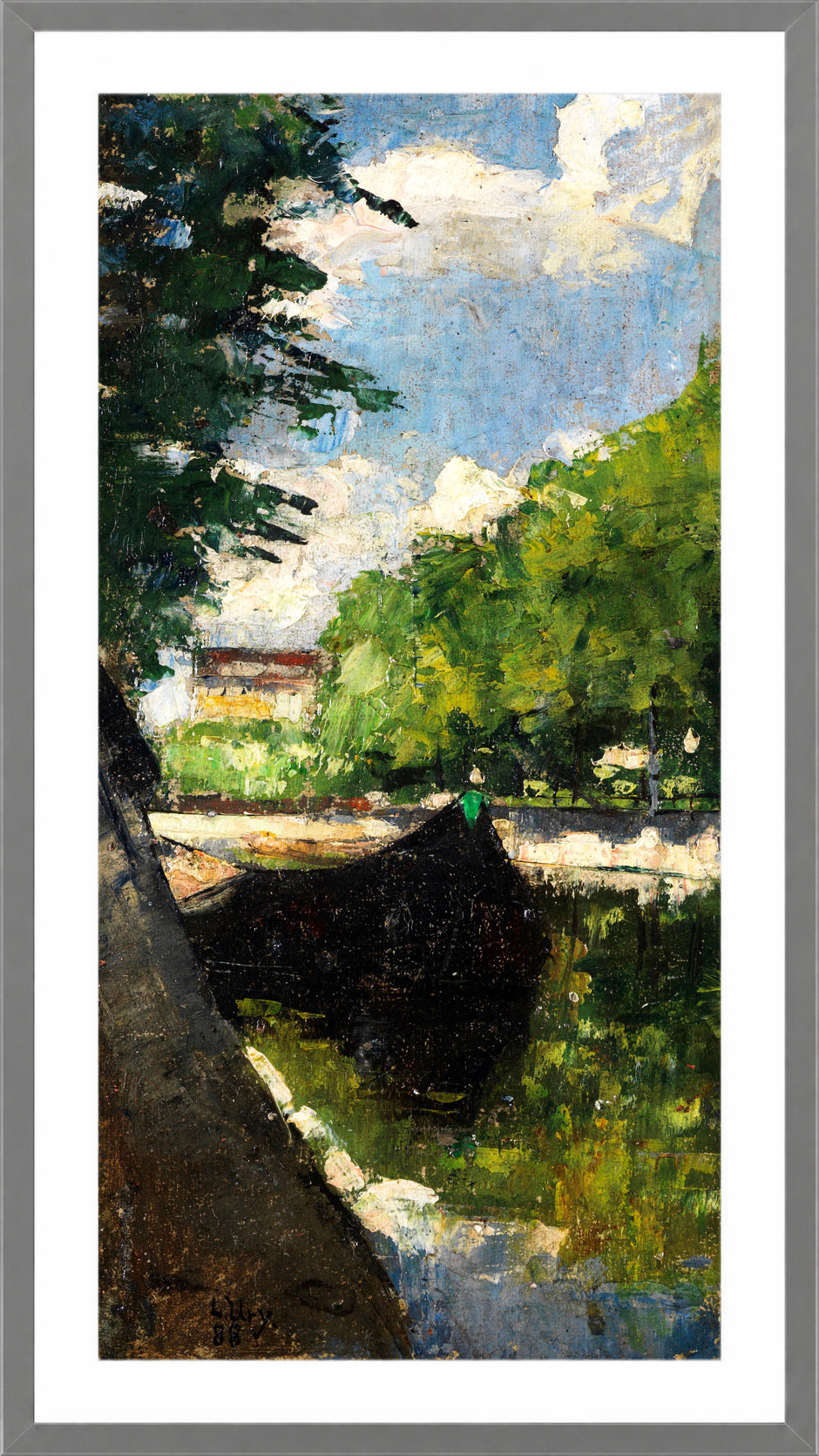 View of the Landwehr Canal, Berlin (1888) by Lesser Ury — light grey frame