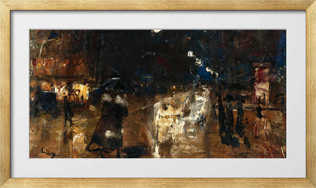 Rainy Street by Lesser Ury — gold frame