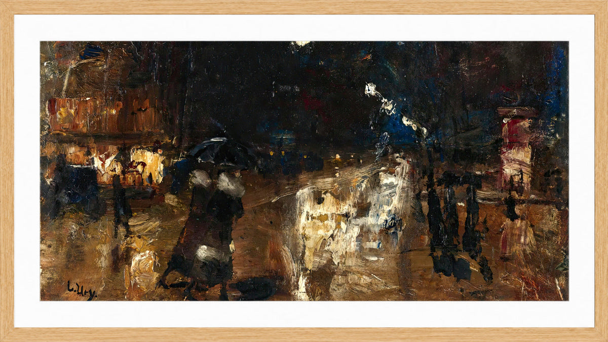 Rainy Street by Lesser Ury — oak frame