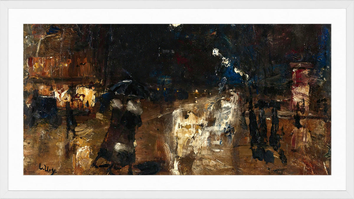 Rainy Street by Lesser Ury — white frame