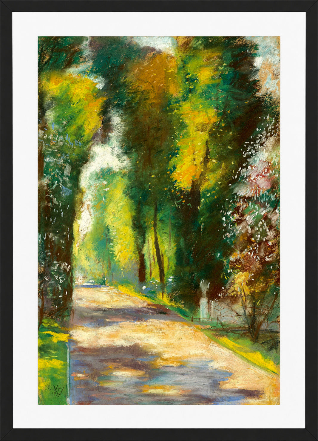 Sunny Park Path (1924) by Lesser Ury — black frame