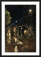 Berlin Street at Night in the Rain (c. 1898–1900) by Lesser Ury — black frame