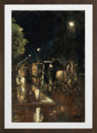 Berlin Street at Night in the Rain (c. 1898–1900) by Lesser Ury — brown frame