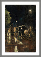 Berlin Street at Night in the Rain (c. 1898–1900) by Lesser Ury — light grey frame