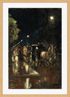 Berlin Street at Night in the Rain (c. 1898–1900) by Lesser Ury — oak frame