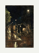 Berlin Street at Night in the Rain (c. 1898–1900) by Lesser Ury — rolled canvas