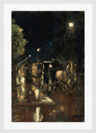 Berlin Street at Night in the Rain (c. 1898–1900) by Lesser Ury — white frame