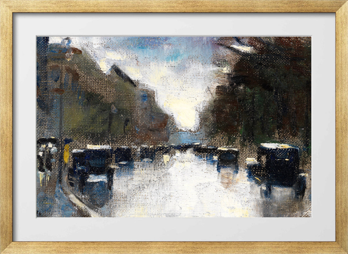 Street in the Tiergarten (1920) by Lesser Ury — gold frame