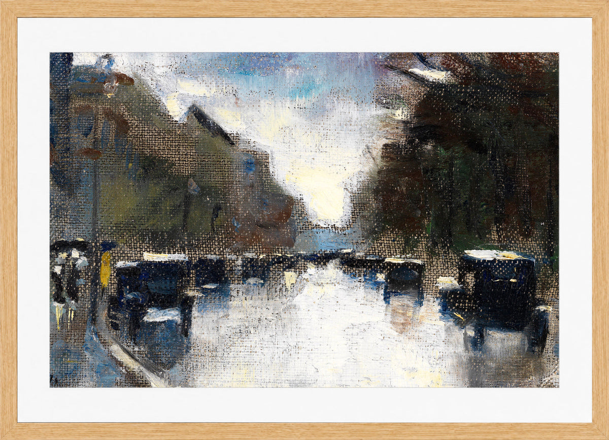 Street in the Tiergarten (1920) by Lesser Ury — oak frame