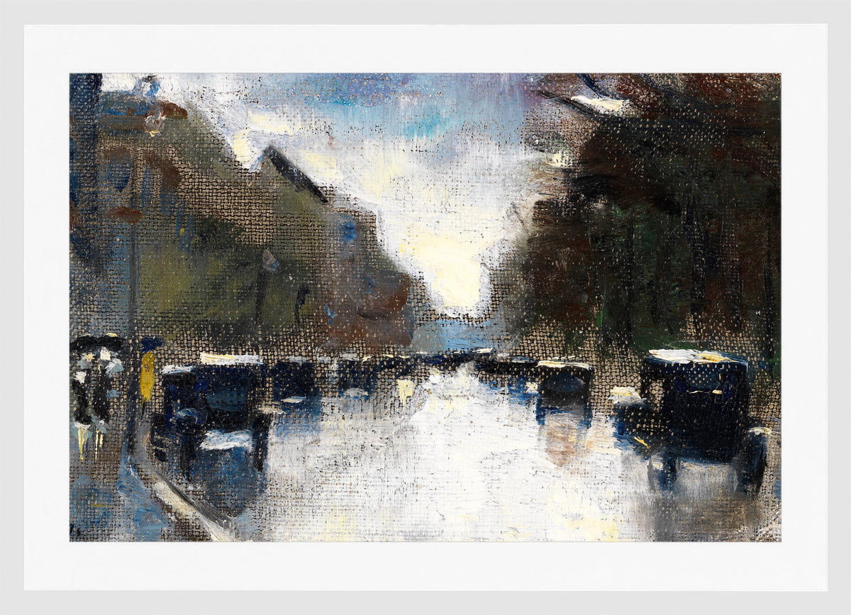 Street in the Tiergarten (1920) by Lesser Ury — white frame