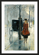 Street Scene with a Woman, Berlin (1918) by Lesser Ury — black frame
