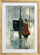 Street Scene with a Woman, Berlin (1918) by Lesser Ury — gold frame