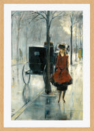 Street Scene with a Woman, Berlin (1918) by Lesser Ury — oak frame