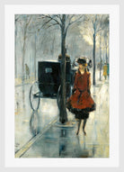 Street Scene with a Woman, Berlin (1918) by Lesser Ury — white frame