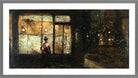 The Illuminated Shop Window at Night (1881) by Lesser Ury — light grey frame
