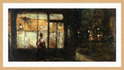 The Illuminated Shop Window at Night (1881) by Lesser Ury — oak frame