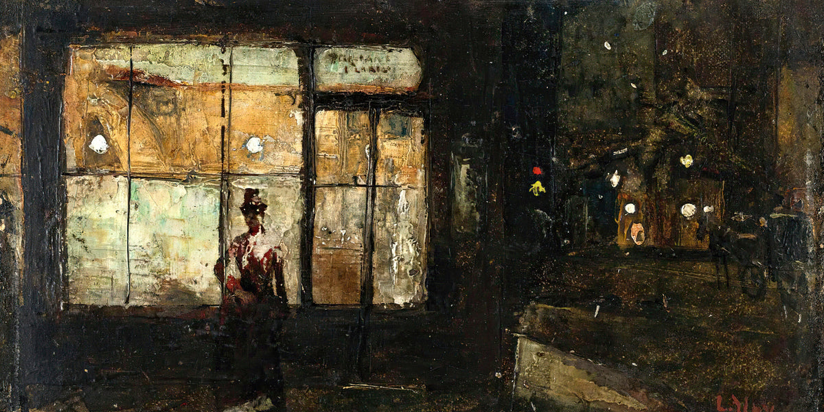 The Illuminated Shop Window at Night (1881) by Lesser Ury — unframed