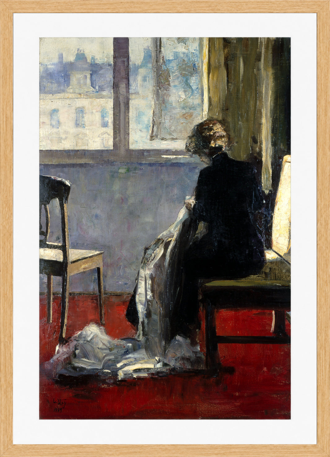 The Red Carpet (1890–1899) by Lesser Ury — oak frame