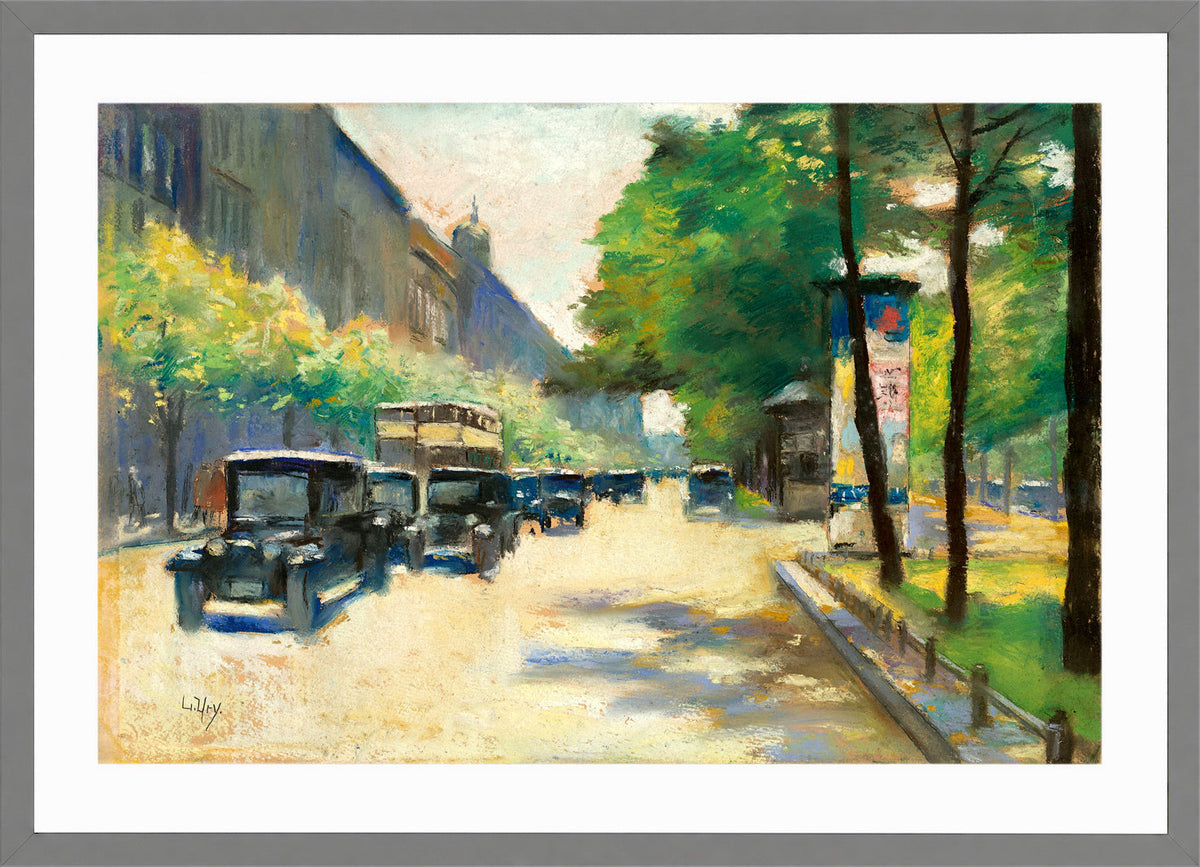 Unter den Linden, Berlin (c. 1925) by Lesser Ury — light grey frame