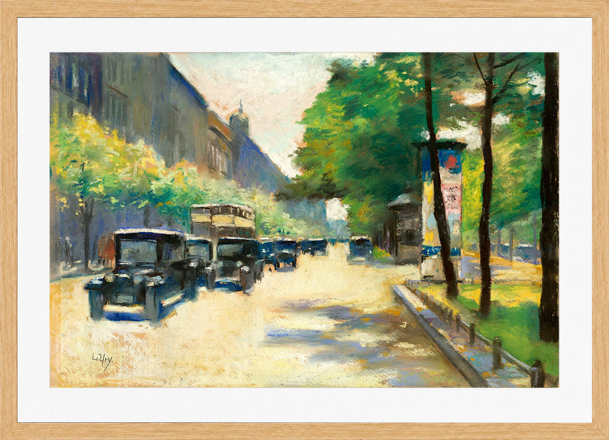 Unter den Linden, Berlin (c. 1925) by Lesser Ury — oak frame