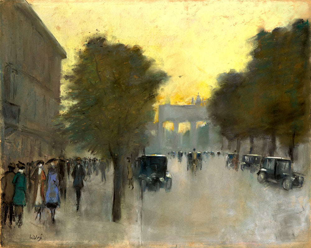 Unter den Linden towards the Brandenburg Gate (c. 1920) by Lesser Ury — unframed