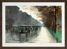 Unter den Linden with Cabs in the Rain (1920s) by Lesser Ury — brown frame