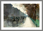 Unter den Linden with Cabs in the Rain (1920s) by Lesser Ury — light grey frame