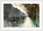Unter den Linden with Cabs in the Rain (1920s) by Lesser Ury — white frame