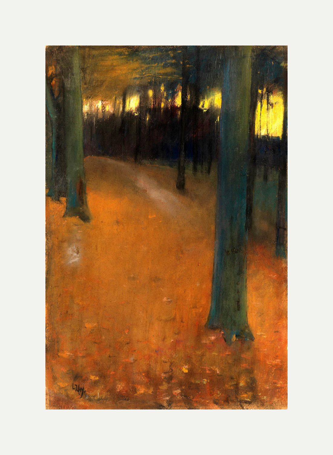 Woodland in Evening Light (1890) by Lesser Ury — rolled canvas