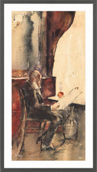 Newspaper Reader in a Café (1880) by Lesser Ury — dark grey frame