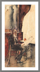 Newspaper Reader in a Café (1880) by Lesser Ury — light grey frame