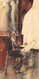 Newspaper Reader in a Café (1880) by Lesser Ury — unframed