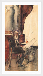 Newspaper Reader in a Café (1880) by Lesser Ury — white frame