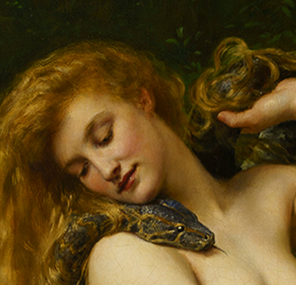 Lilith By John Collier (1887) colour remastered - closeup detail