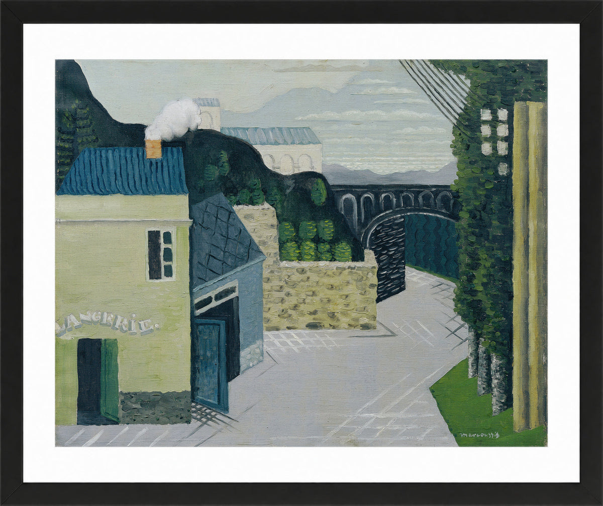 Louis Marcoussis Print, City with viaduct (1930) in a black frame