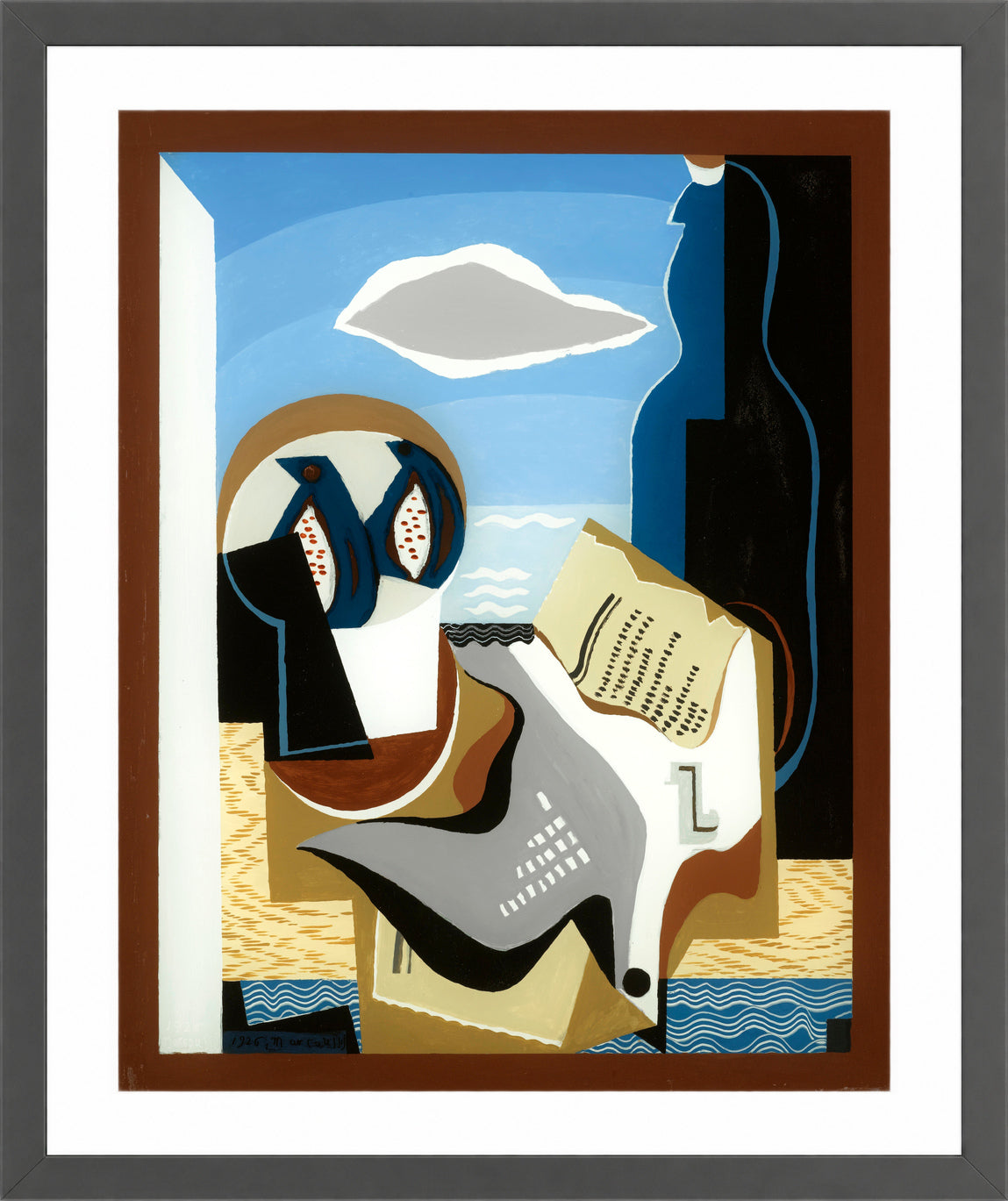Louis Marcoussis Print, Composition À L’oiseau in a dark grey frame