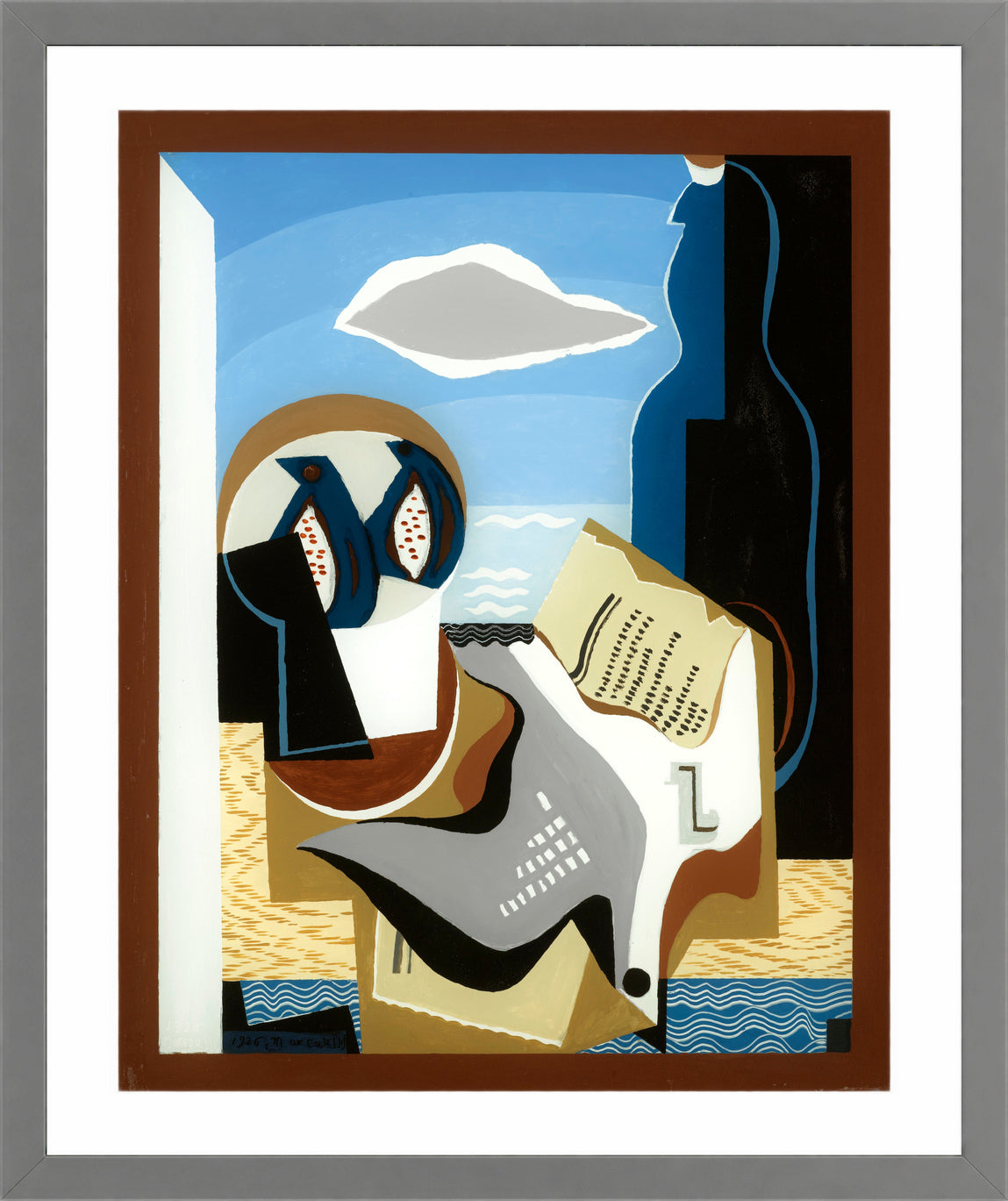 Louis Marcoussis Print, Composition À L’oiseau in a light grey frame