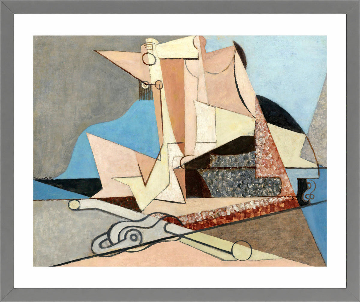 Louis Marcoussis Print, Figures Et Ancre Marine (1930) in a light grey frame