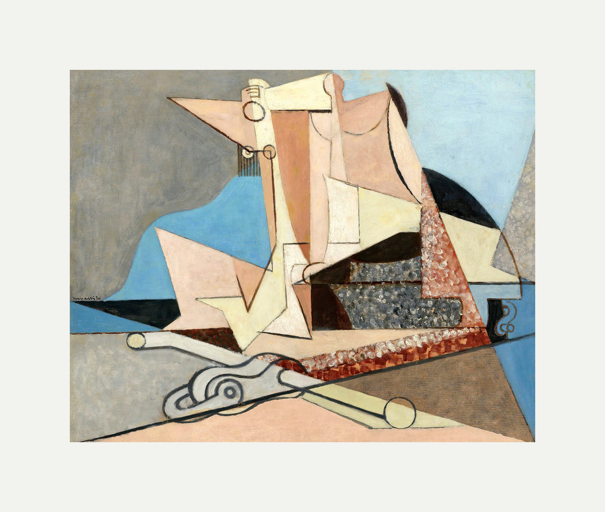 Louis Marcoussis Print, Figures Et Ancre Marine (1930) with an off-white border for rolled canvas