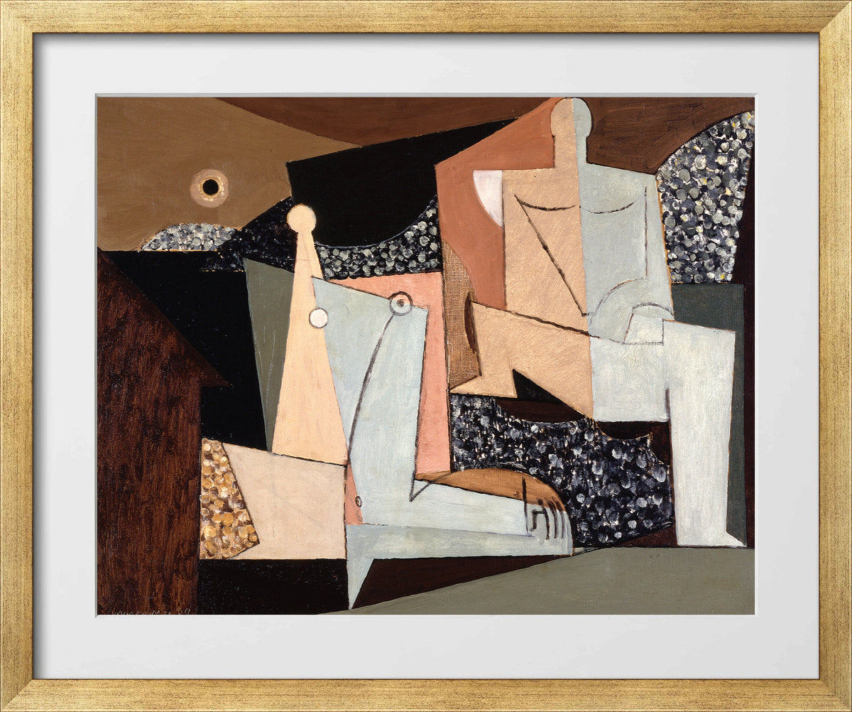 Louis Marcoussis Print, Figures on a Beach (1930) in a gold frame