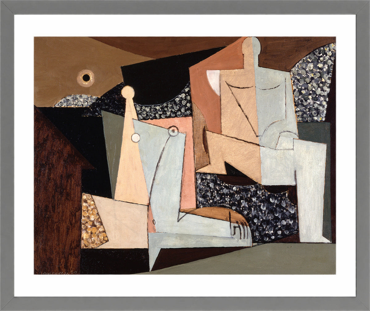 Louis Marcoussis Print, Figures on a Beach (1930) in a light grey frame