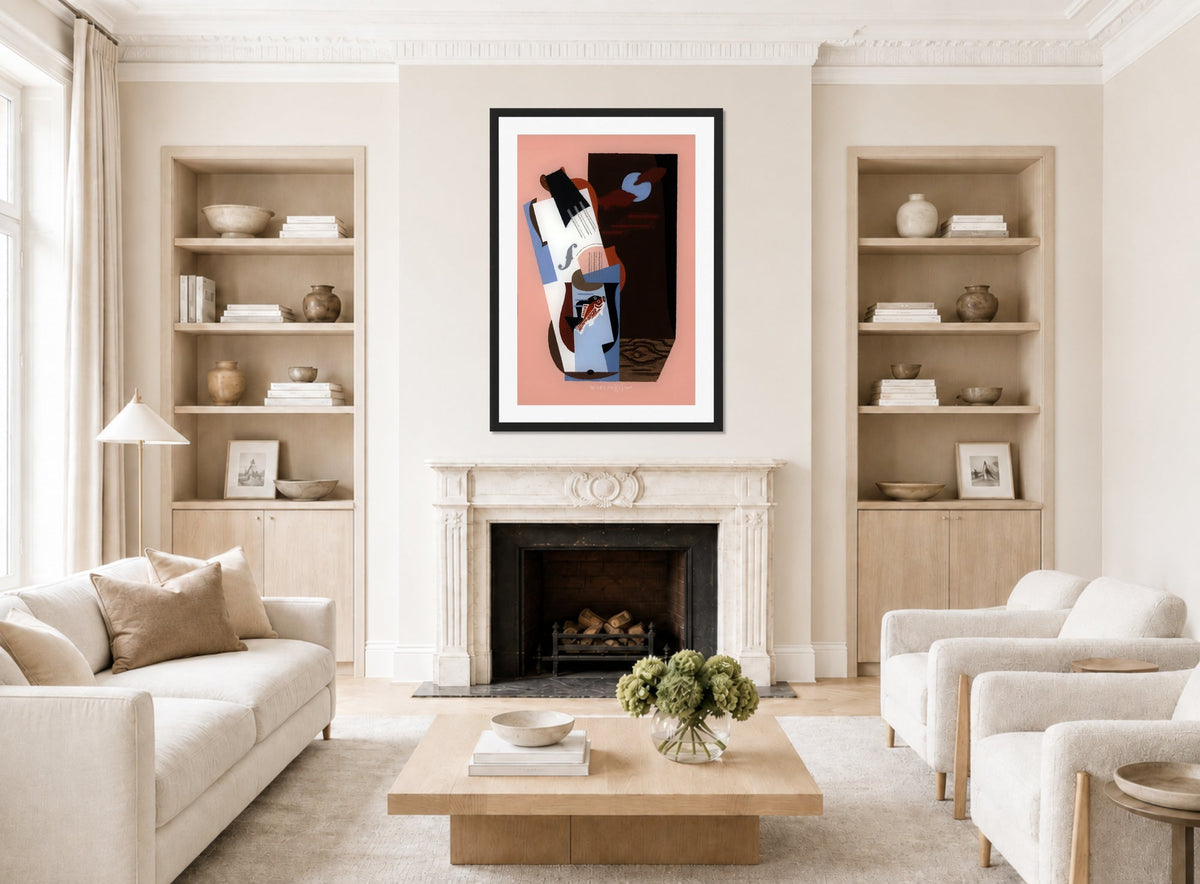 Louis Marcoussis Print, Fish (1926) displayed in a Scandinavian living room
