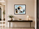 Louis Marcoussis Print, La Colombe Poignardée (1927) displayed above a console table