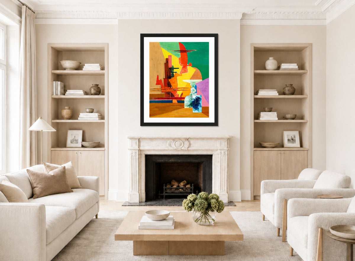 Louis Marcoussis Print, La Grande Mouche (1937) displayed in a Scandinavian living room