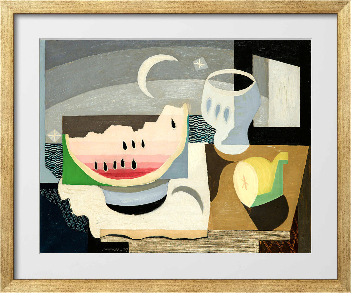 Louis Marcoussis Print, La Tranche De Pastèque (1927) in a gold frame