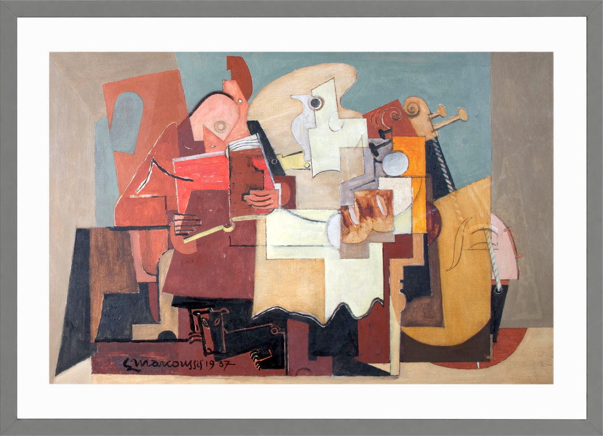 Louis Marcoussis Print, Le Lecteur (1937) in a light grey frame