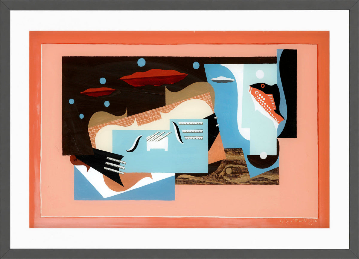 Louis Marcoussis Print, Nature Morte À La Grande Ourse (1926) in a dark grey frame
