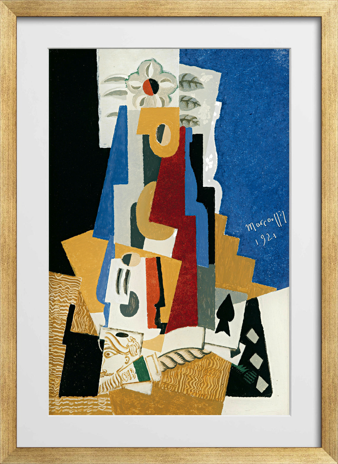 Louis Marcoussis Print, Nature Morte À L’as De Pique in a gold frame