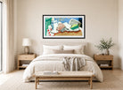 Louis Marcoussis Print, Nature Morte Au Journal (circa 1925) displayed above a bed